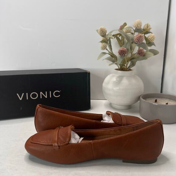 Vionic Hayes Skimmers Leather Loafer Flats Tan J0816L4201 Women's 8M NWB Comfort - Picture 7 of 11